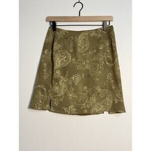 Express Y2K Floral Mini Skirt It Girl Skirt Green And Yellow Monochrome Sz 5/6